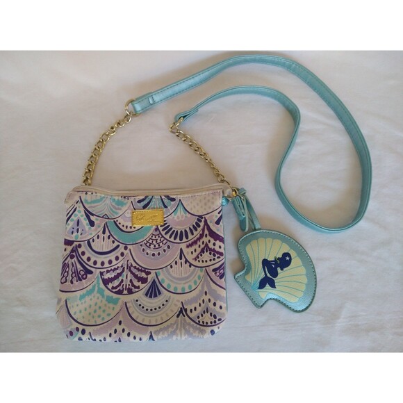 Luv BETSEY JOHNSON Mermaid Crossbody Bag w/charm small mini purse lavender blue - Picture 2 of 16